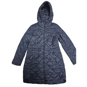 ELLEN TRACY‎ Quilted Hooded Full Zip Long Puffer Coat Women's S black